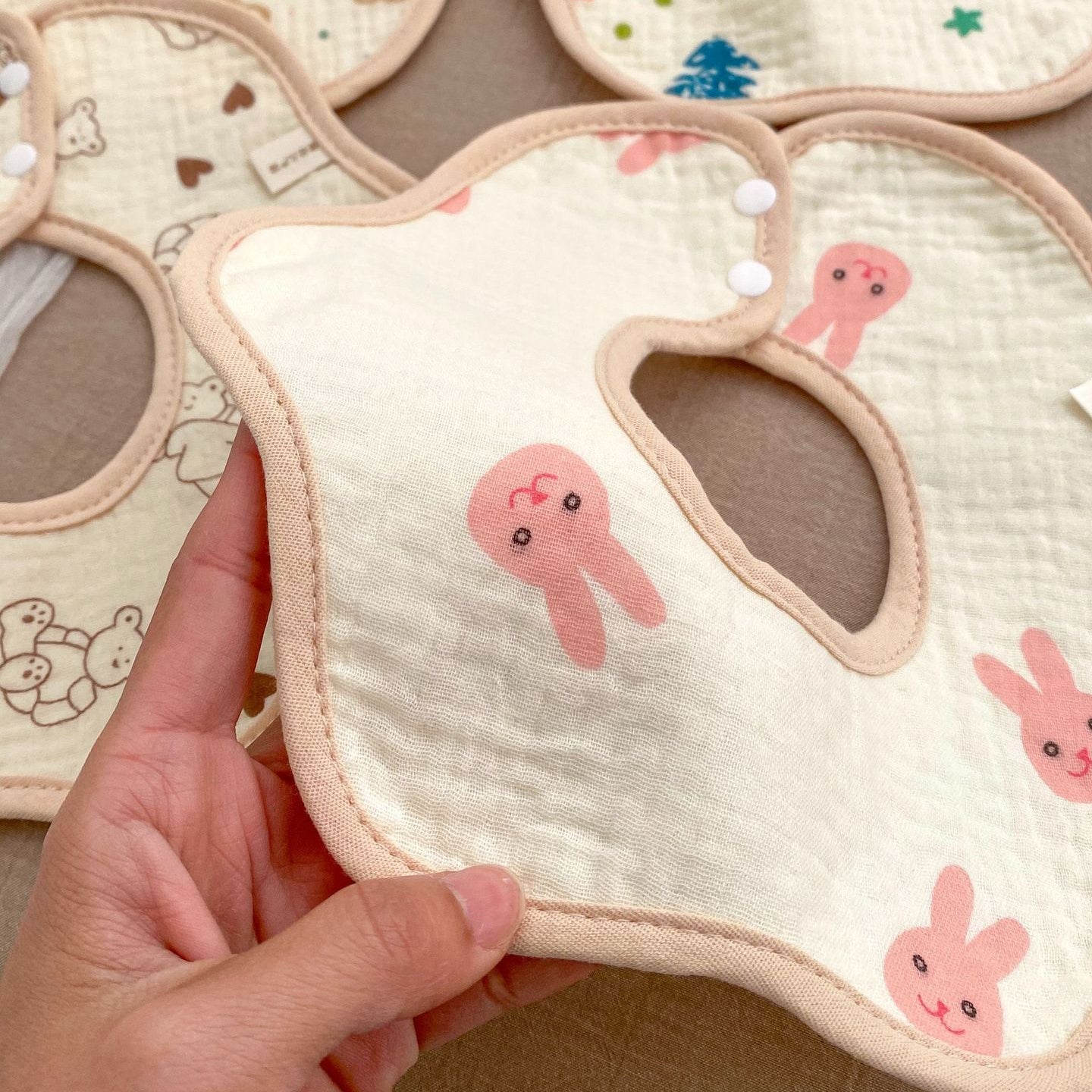 Baby Girls Boys Flower Cartoon Print Baby Bibs
