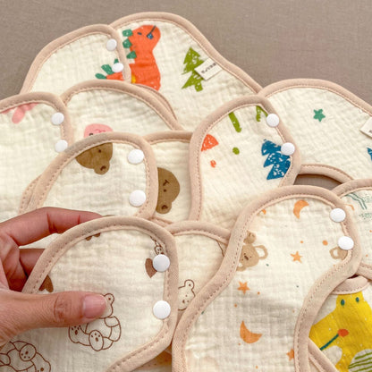 Baby Girls Boys Flower Cartoon Print Baby Bibs