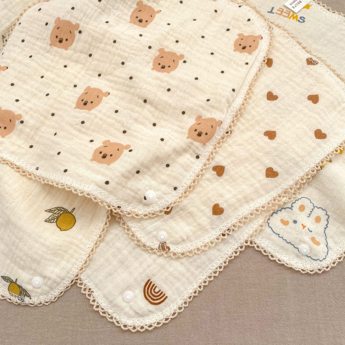 Baby Unisex Cartoon Print Baby Bibs Wholesale
