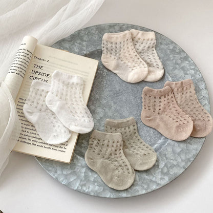 4 Pairs Baby Kid Girls Boys Solid Color Accessories Socks
