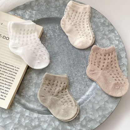 4 Pairs Baby Kid Girls Boys Solid Color Accessories Socks