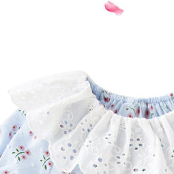 Baby Girls Flower Lace Print Rompers Headwear