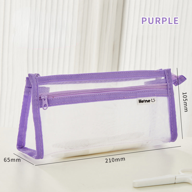 Transparent Double-layer Mesh Pen Bags