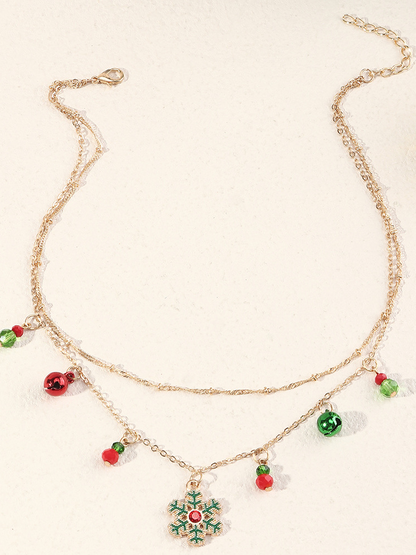 Snowflake and Ornaments Layered Necklace