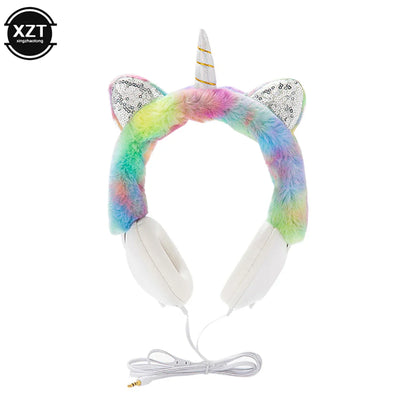 Fluffy Unicorn Wired Headphones