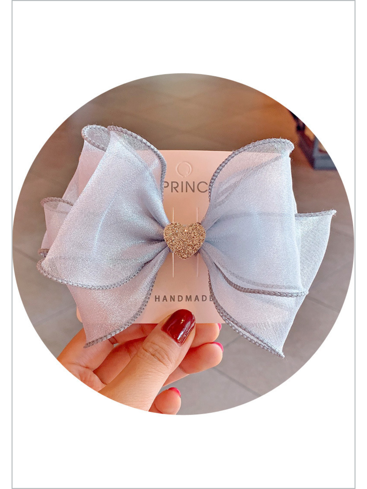 For Pretty Girls Heart Accent Hair Bow
