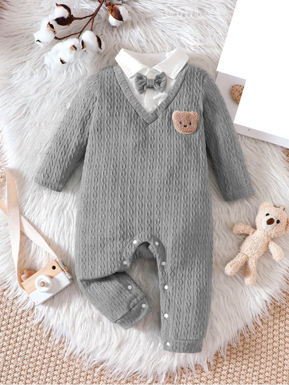 Fashionable & Warm Polo Neck Romper for Baby