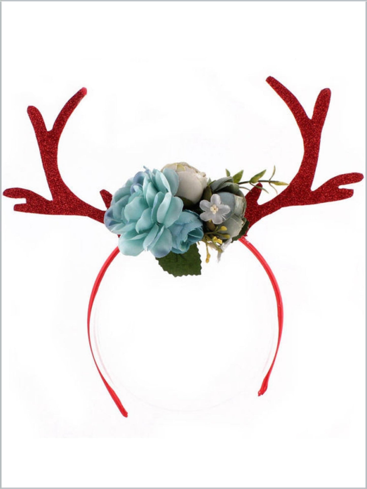 Girls Reindeer and Flowers Holiday Headband