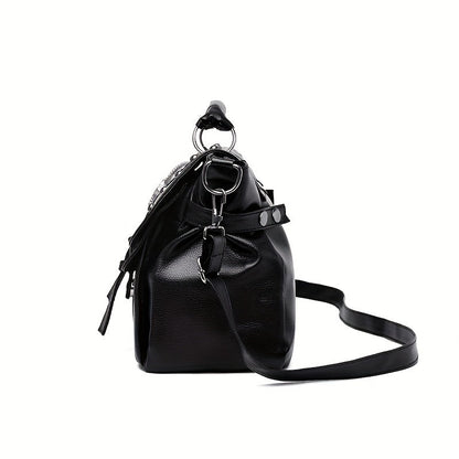 Skull Studded Messenger Bag