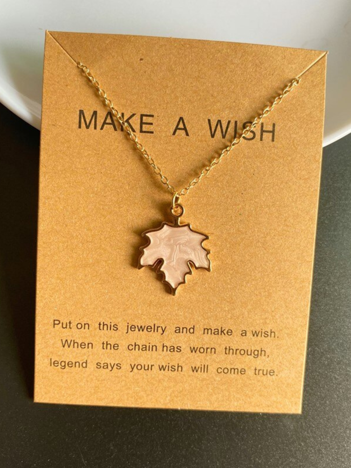 Pearly Pastel Maple Leaf Pendant Necklace