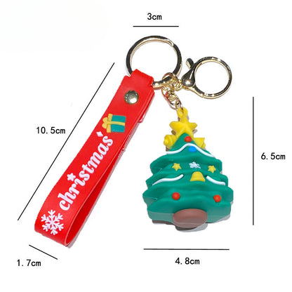Cartoon Cute Santa Claus Christmas Tree PVC Soft Keychain