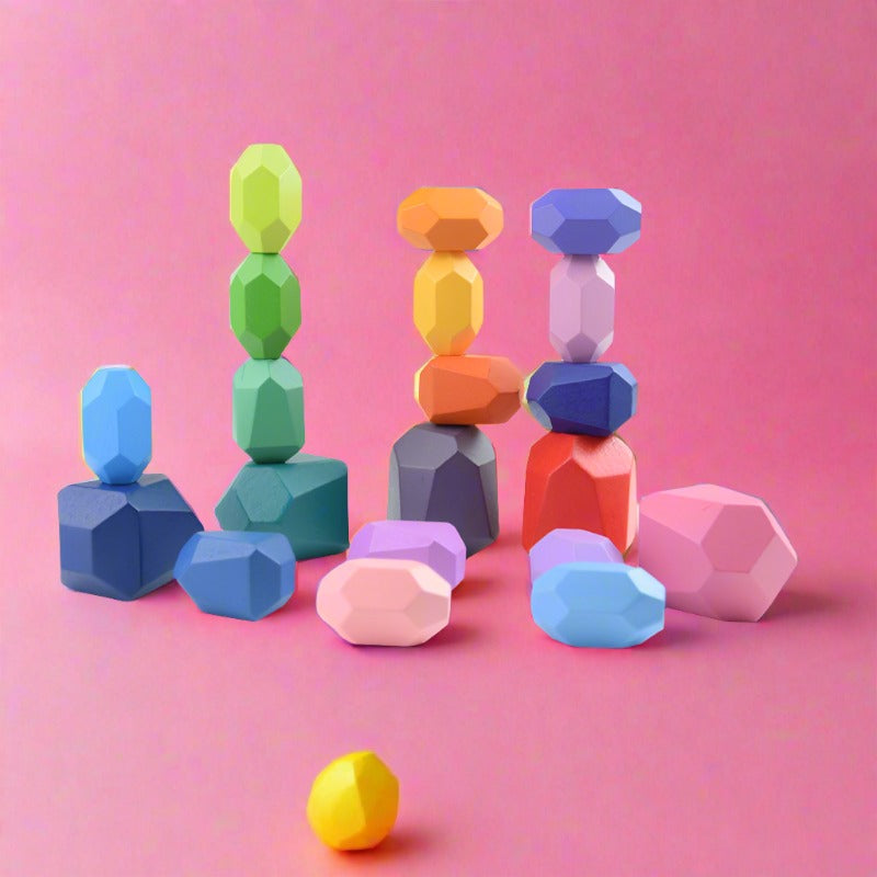 Colorful Wooden Stacking Stones Educational Jenga Toy Set