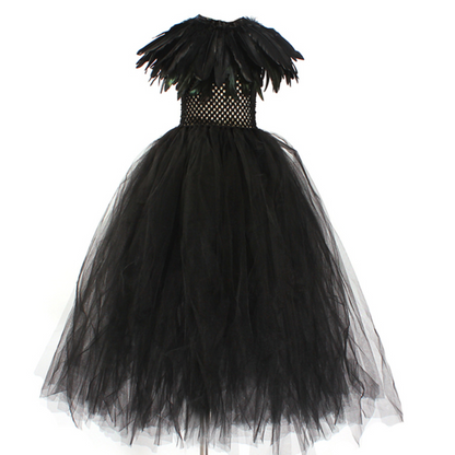 Evil Witch Black Halloween Costume Tulle Dress Set