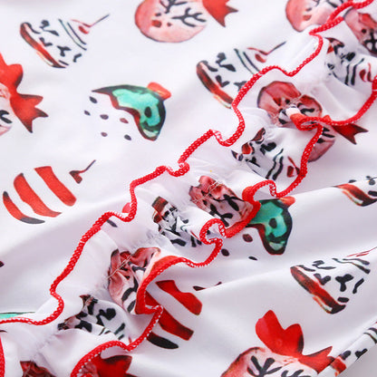 Baby Girls Boys Bow Print Christmas Jumpsuits Headwear