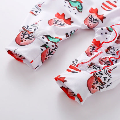 Baby Girls Boys Bow Print Christmas Jumpsuits Headwear