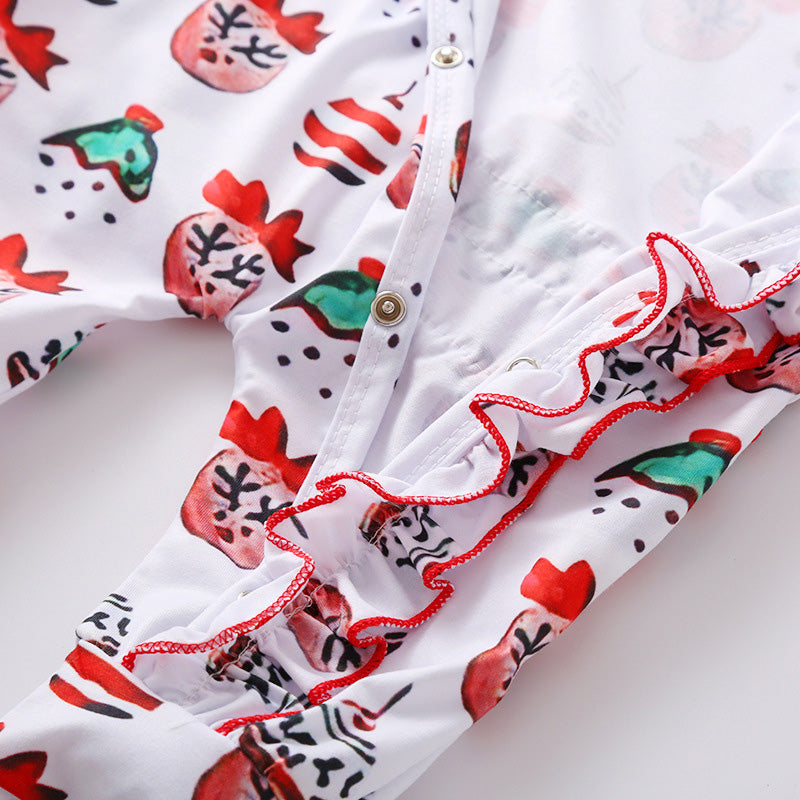 Baby Girls Boys Bow Print Christmas Jumpsuits Headwear