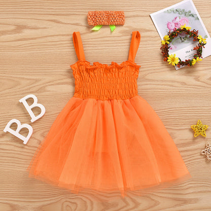 2 Pieces Set Baby Girls Bow Dresses And Headwear