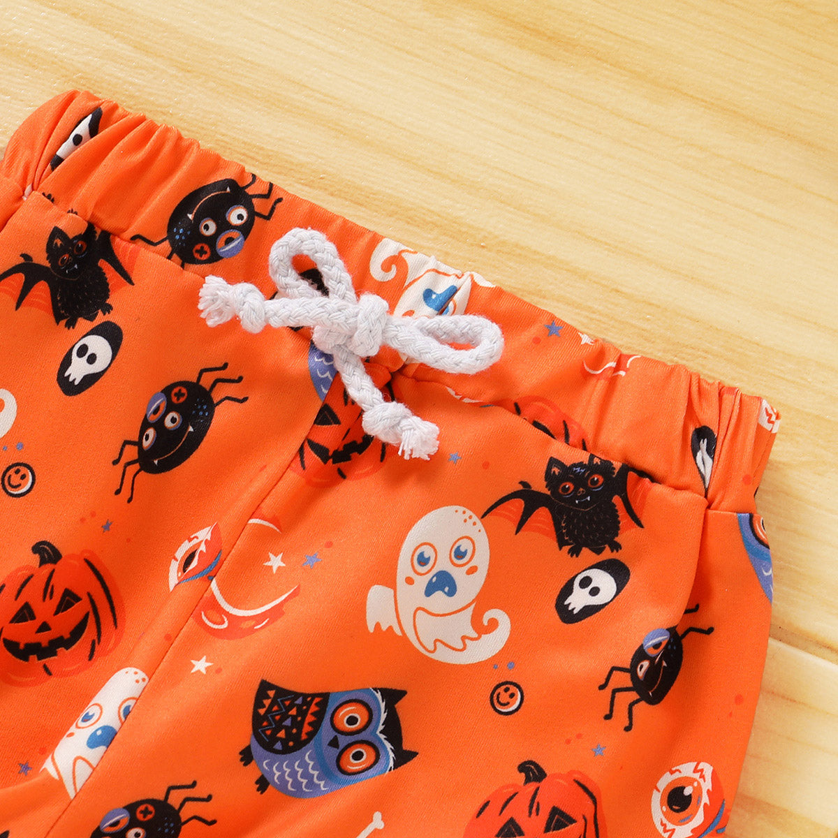 2 Pieces Set Baby Boys Holloween Letters Cartoon Print Hoodies