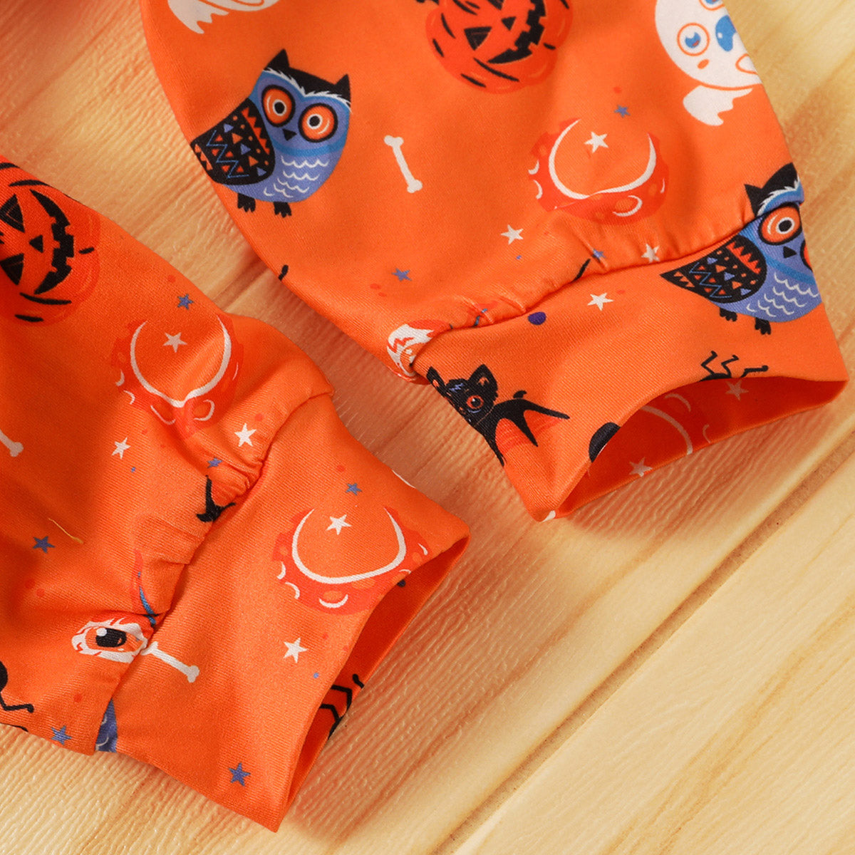 2 Pieces Set Baby Boys Holloween Letters Cartoon Print Hoodies
