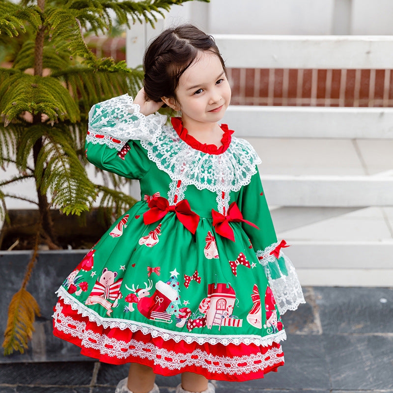 Baby Kid Girls Flower Bow Christmas Dresses Headwear