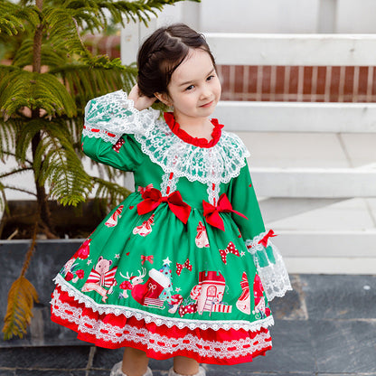 Baby Kid Girls Flower Bow Christmas Dresses Headwear