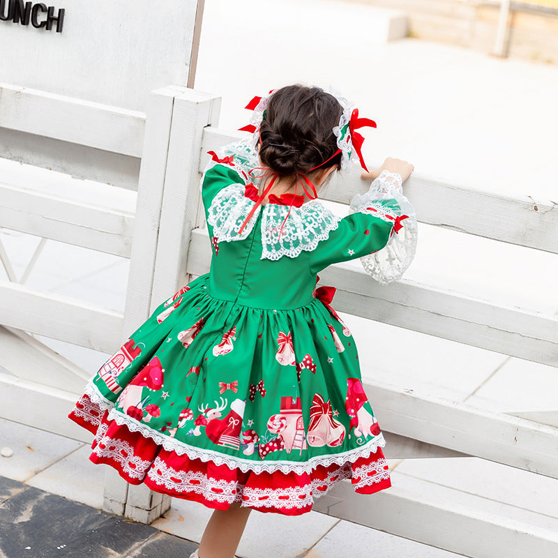Baby Kid Girls Flower Bow Christmas Dresses Headwear