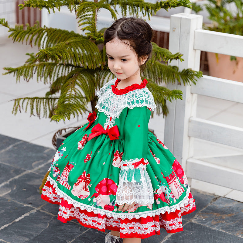 Baby Kid Girls Flower Bow Christmas Dresses Headwear