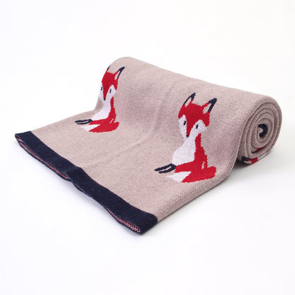 Baby Blanket Cartoon Fox Knitted Blanket