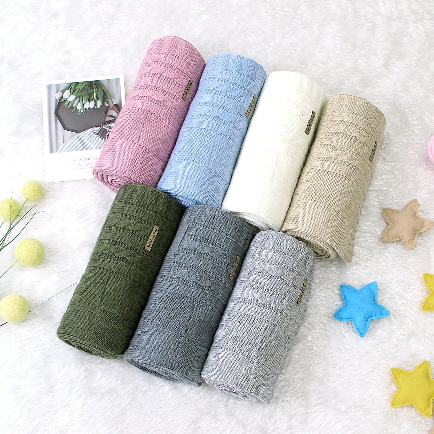 Baby Solid Color Knitted Blanket Baby Windproof Cover Baby