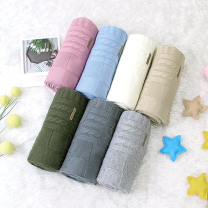 Baby Solid Color Knitted Blanket Baby Windproof Cover Baby