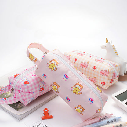 Large Capacity Cow Pattern Printed Simple Polyester Pencil Case