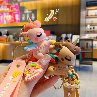 Cartoon Cute Rainbow Horse Unicorn PVC Keychain Cute Keychain