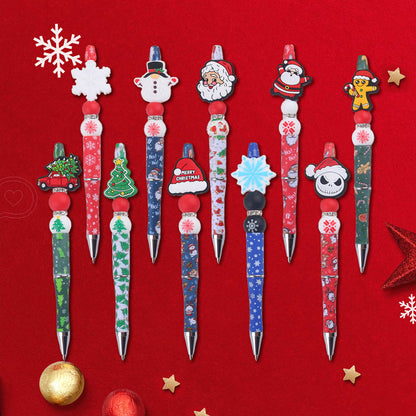 Cartoon Christmas Silicone Handmade Plastic Beaded Pen