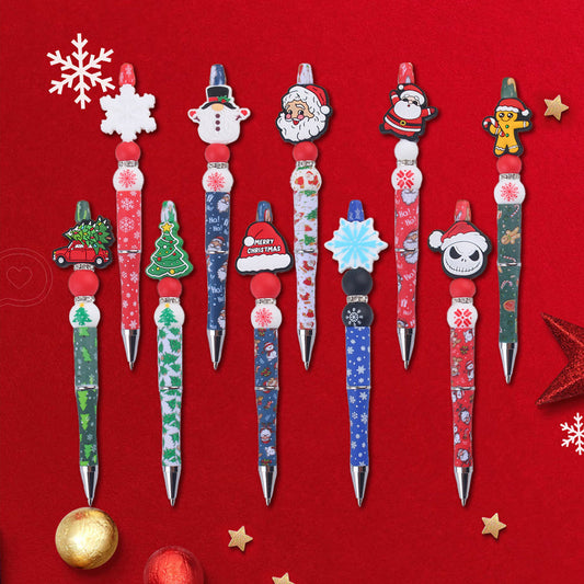 Cartoon Christmas Silicone Handmade Plastic Beaded Pen