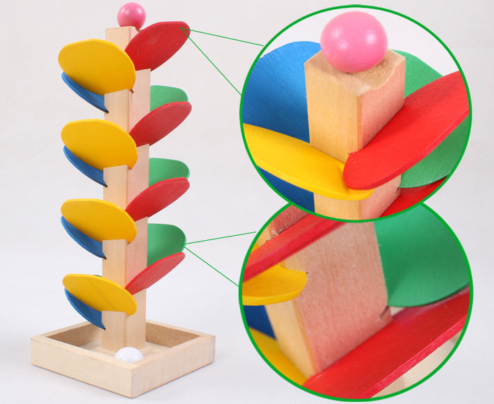 Educational Wooden Leaf Tower Ball Construction Set