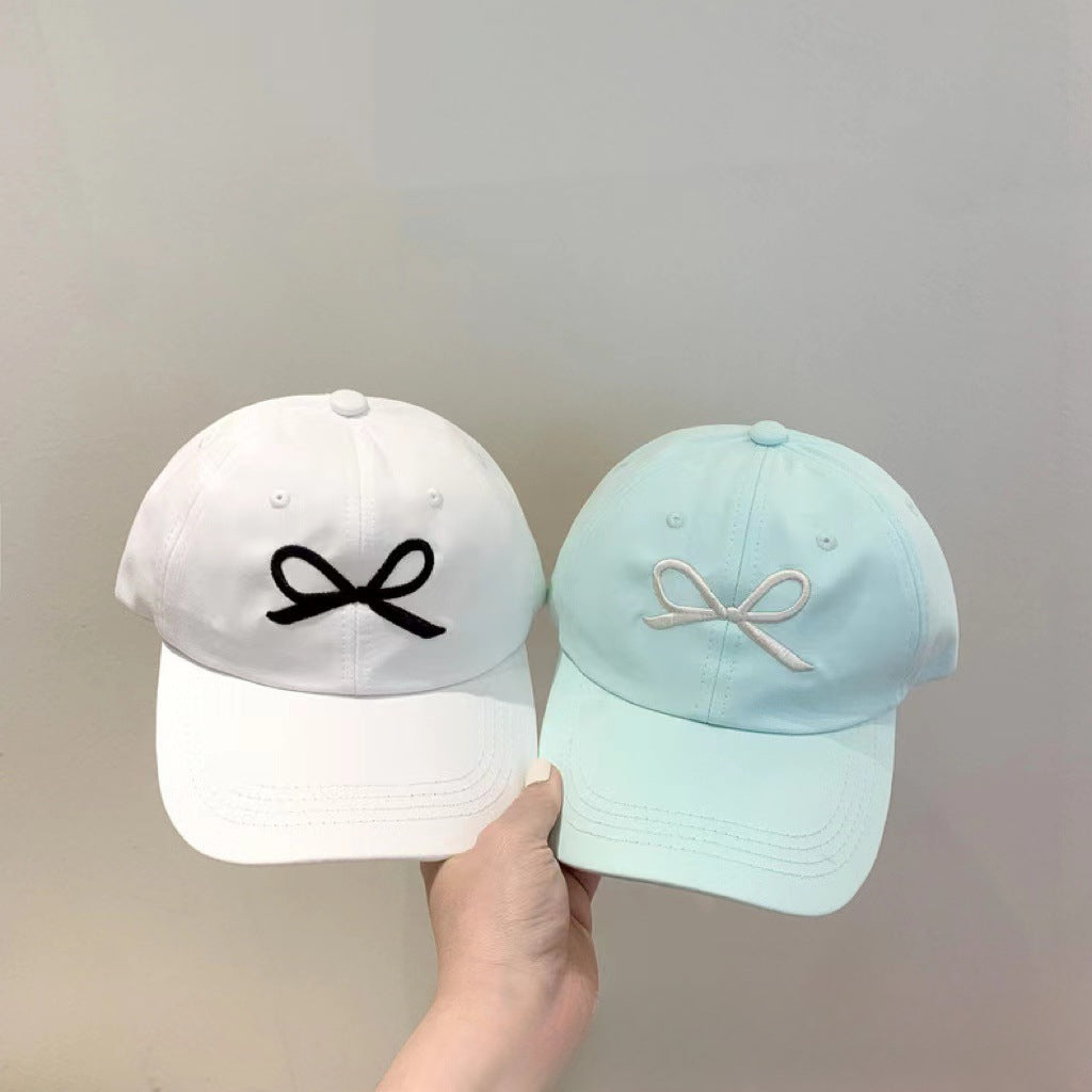 Girls Sweet Embroidered Bow Cap