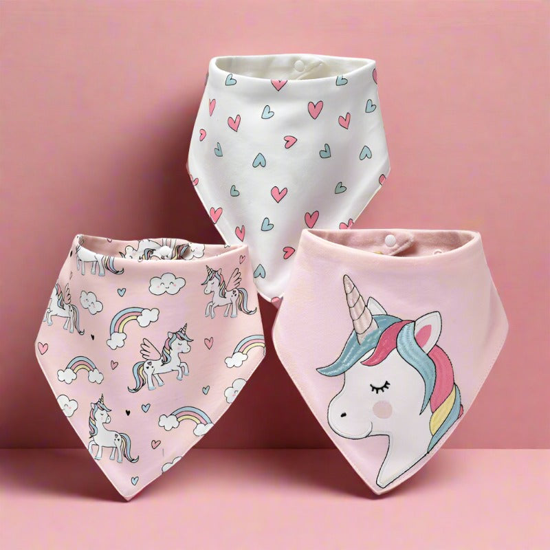 Girls Boys Love heart Animals Unicorn Baby Bibs