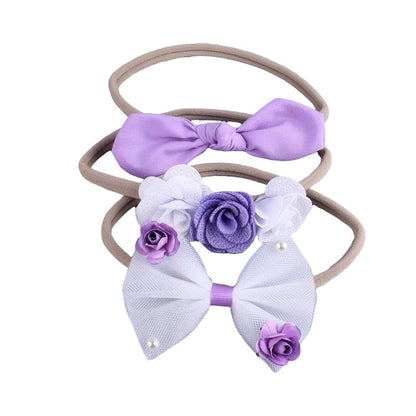 3-Pack Girl Flower Bow Headbands