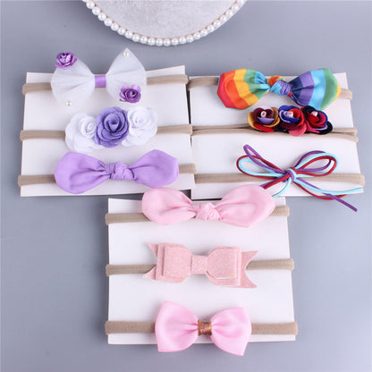 3-Pack Girl Flower Bow Headbands