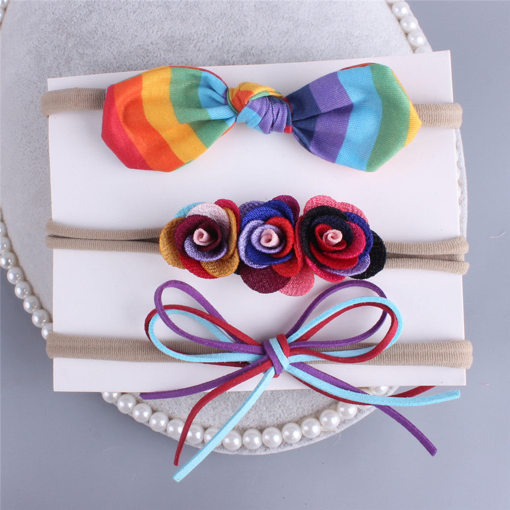 3-Pack Girl Flower Bow Headbands