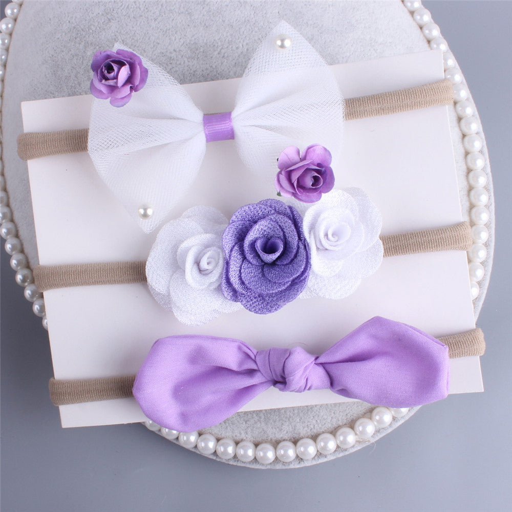 3-Pack Girl Flower Bow Headbands
