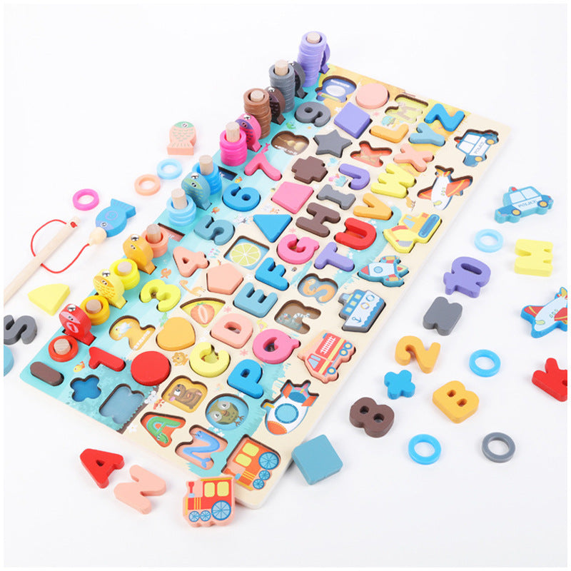 Montessori Wooden Math Fishing Board Educational Toy