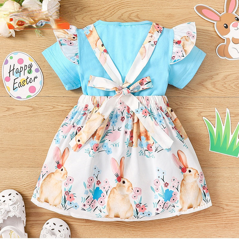 Girls Easter Pure Color Cotton Bib Dress Baby Clothes