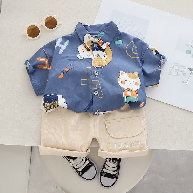 Boys' Cotton Shirts and Shorts Sets
