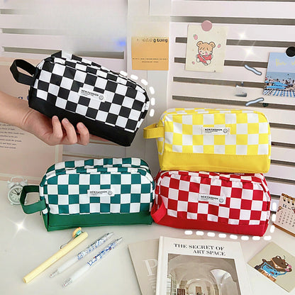 Creative Canvas Contrasting Color Checkerboard Pencil Case