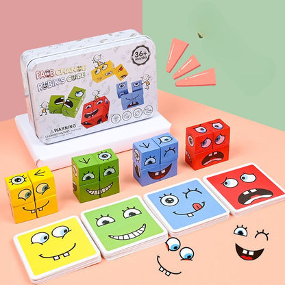 Face Changing Rubik's Cube Expression Building Blocks