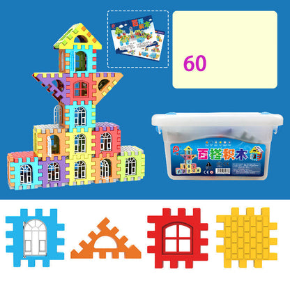 Educational Large Particle Square Plastic Building Blocks for Children