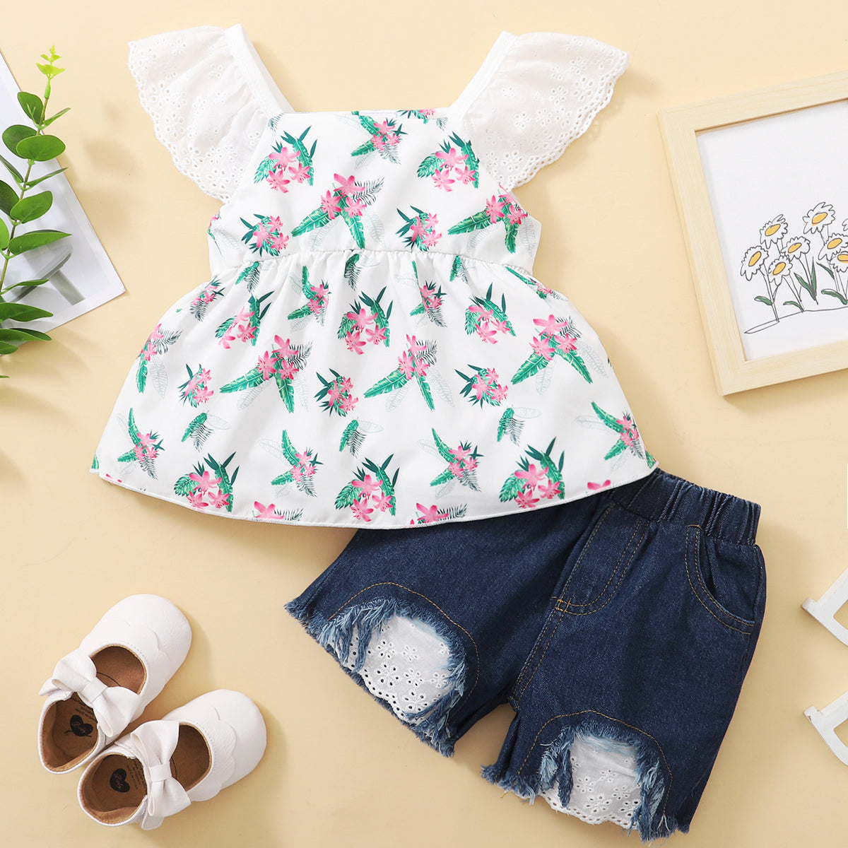 Rustic Lily Tops + Shorts Polyester Baby Clothes