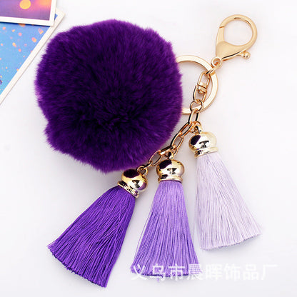 Creative New Plush Ball Tassel Pendant  Plush Keychains