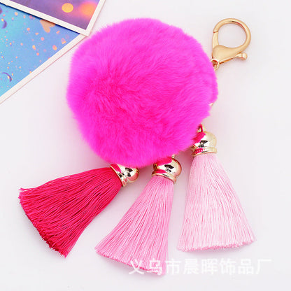 Creative New Plush Ball Tassel Pendant  Plush Keychains
